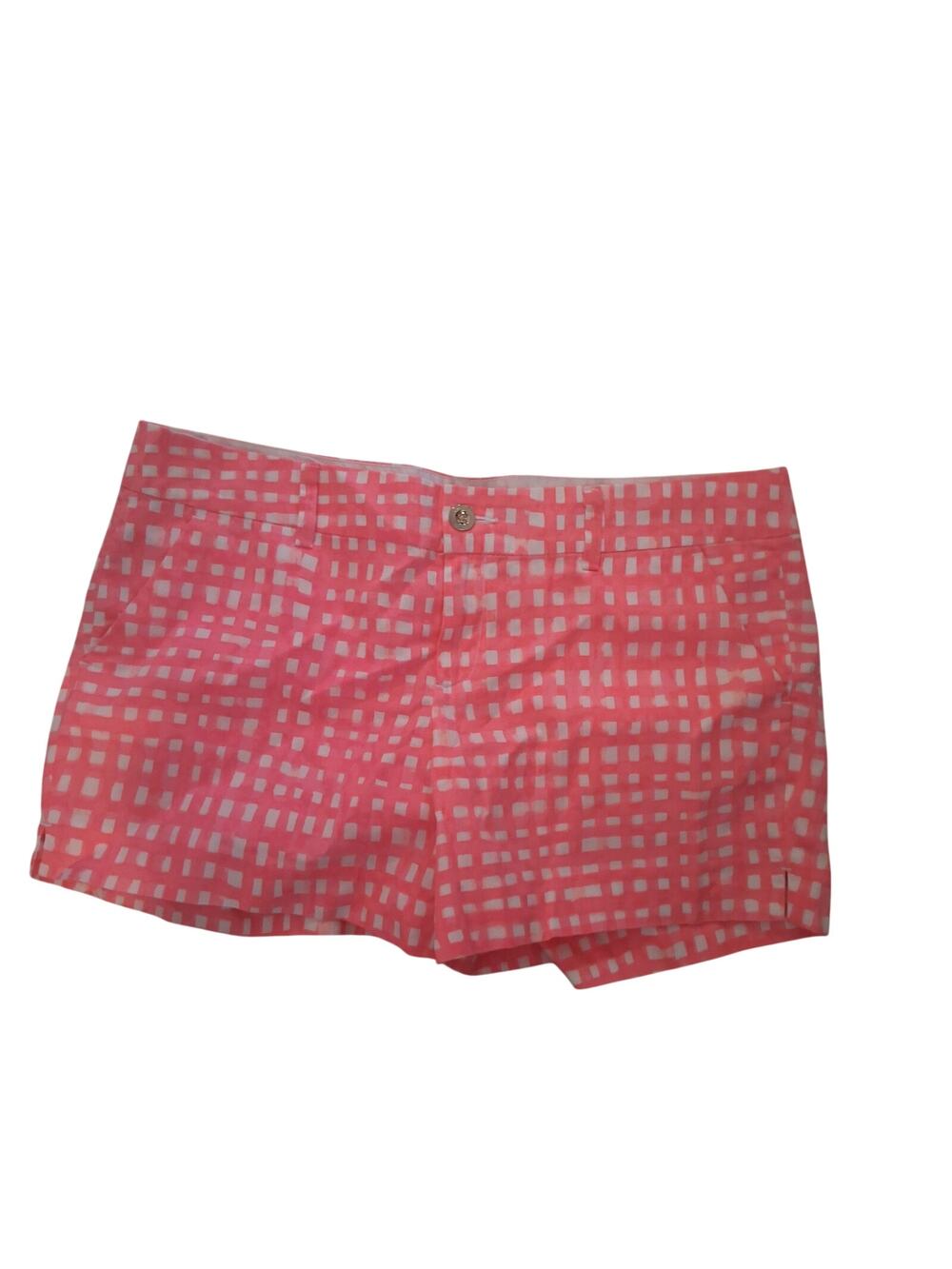 Lilly Pulitzer Callahan shorts womens 16 pink white gingham 5" inseam